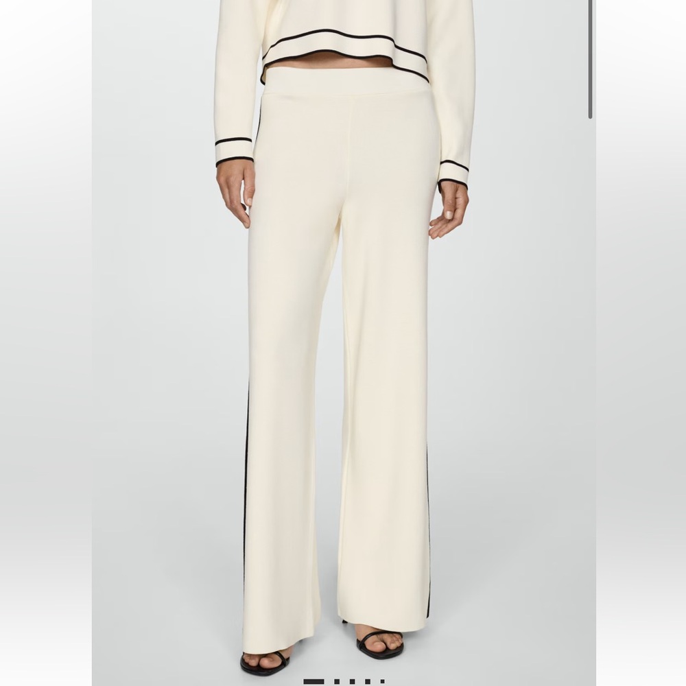 Mango Striped Knitted Cream Trousers, new with tags - Picture 2 of 8